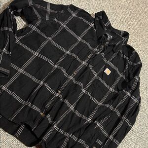 Black Plaid Button-Up Shirt